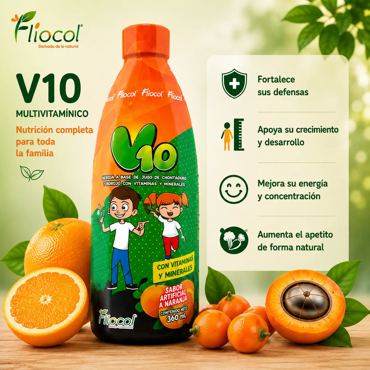 V10 Multivitaminico Completo para niños